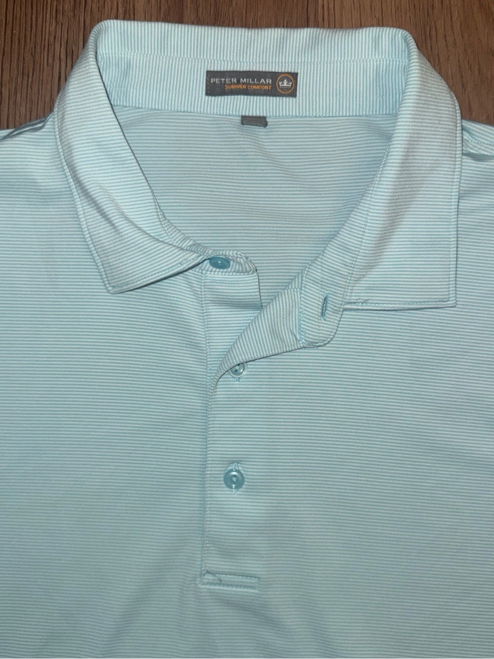 Mens Peter Millar  Summer Comfort Performance Golf Polo Shirt Blue Stripe XXL